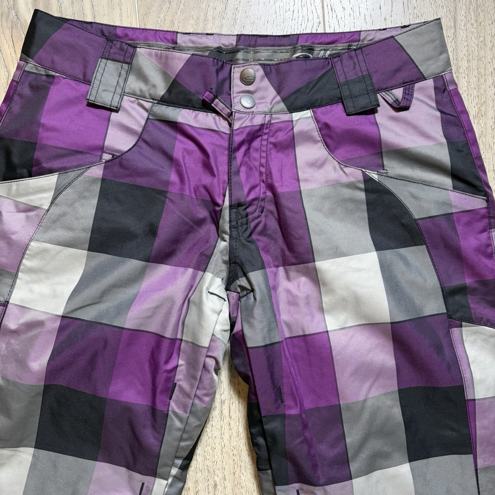 Oakley Snow Pants Womens XS Purple Plaid Loose Fit Ski Snowboard Winter NWOT